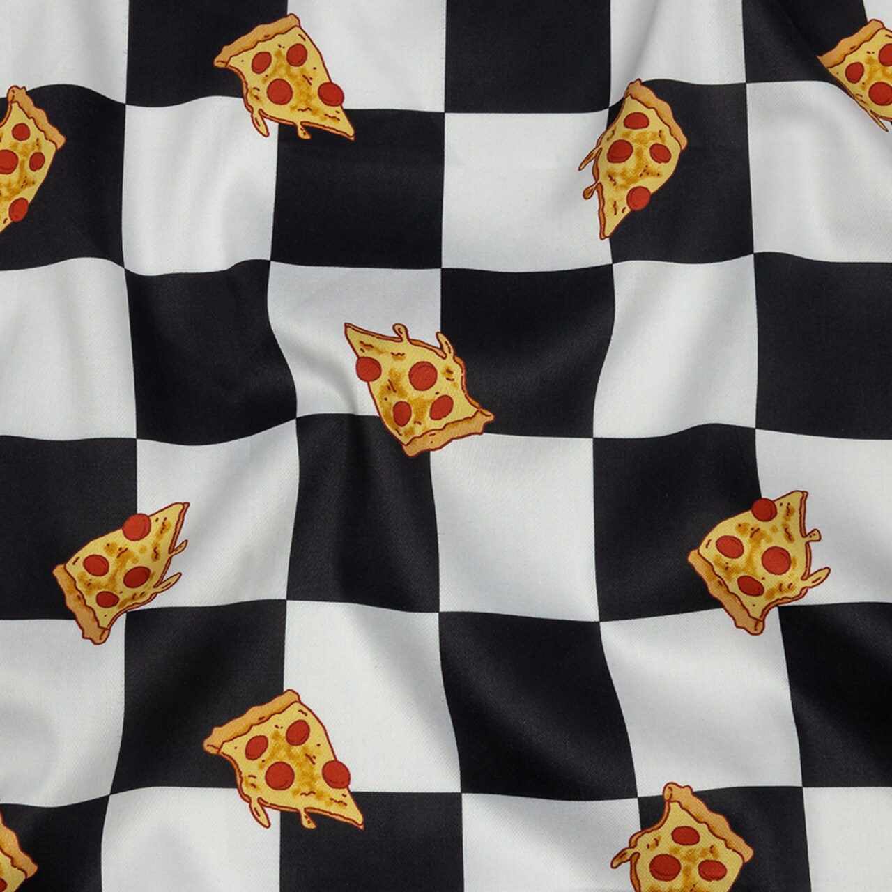 1 Yard Black White and Yellow Pizza Check Mercerized Organic Egyptian Cotton Shirting Fun Fabric